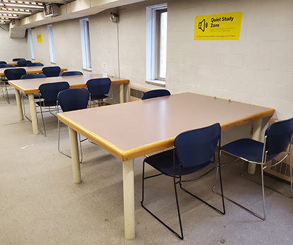 Quiet study tables in the Stacks