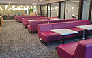 Banquette seating on the Mezzanine